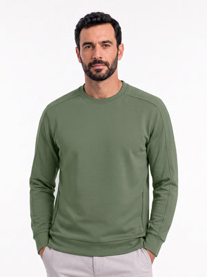 Crewneck Sweatshirt with Zip Pockets