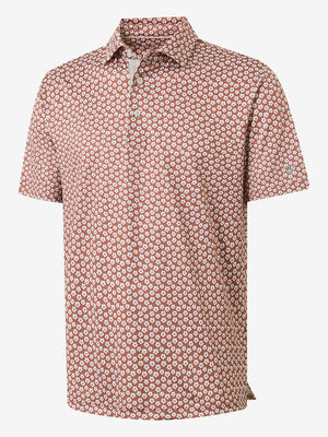 3D rendering of brick white flower performance quick dry print golf polos