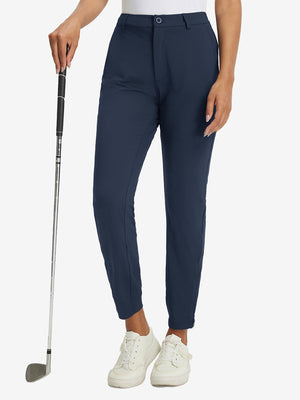 Women's Ultra-stretch Quick Dry Sweatpants with Ankle Zips in navy, 3D product view