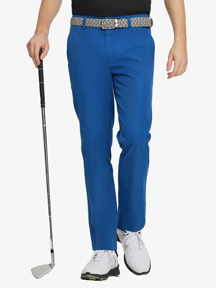 COBALT Water Resistant Everyday Pants front view, model's lower body holding a golf club