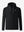 Front 3D view of casual solid fleece hoodies pullover in black, showing clean minimal design.