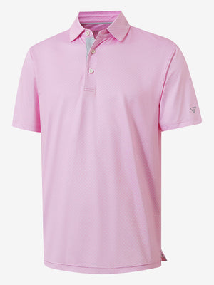 3D rendering of pink white tee performance quick dry print golf polos.