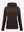 3D front view of women's lightweight hoodies pullover in coffee brown, showing clean and sporty look.