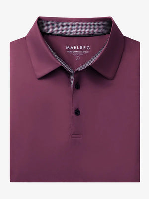 Folded Bordeaux Red Everyday Classic Solid Polo neatly laid out for display
