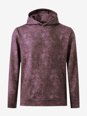 Front 3D view of the exclusive print kangaroo hoodies in purple red, highlighting pattern details.