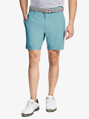 BLUE LIGHT Heather Performance Golf Shorts with front view, model's lower body and side pockets visible