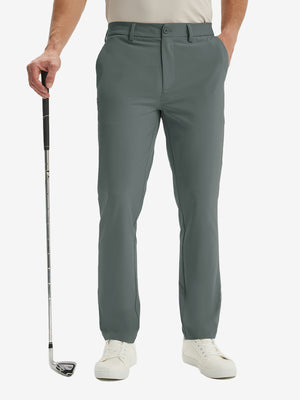 Pantalones de Golf Repelentes al Agua de Corte Clásico con Pliegue Frontal