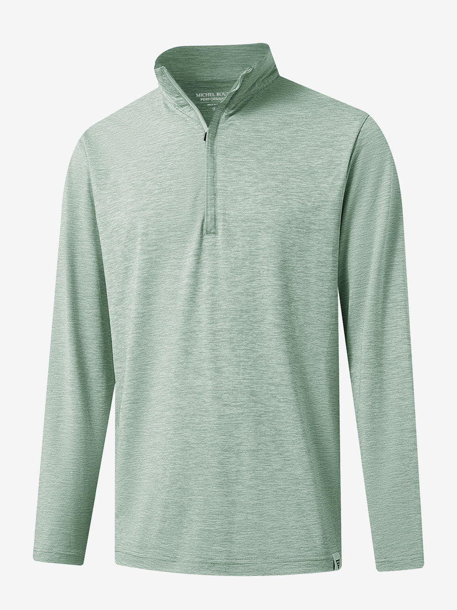 Heather Pinstripe Brushed Dry Fit Quarter Zip Pullover