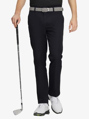 BLACK Water Resistant Everyday Pants front view, model's lower body holding a golf club