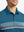 Front half-body view from nose to chest of model wearing BLUE Stylish Chest Print Snap Polo