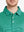 Model’s front close-up from nose to chest wearing Cooling Stripe Golf Shirt in GREEN STRIPE, showing fabric texture