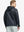 Model wearing Black Grey Leaf Trendy Print Hoodies Pullover – front half-body view