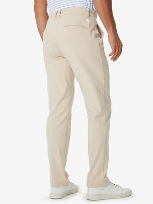 Golf Lightweight Fleece Lined Dress Pants in light khaki, front lower body fit view