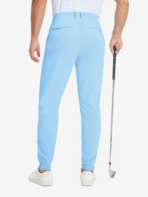 Lightweight Ankle-Zip Sweatpants with 4 Pockets in light blue, front lower body fit view