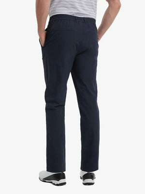 Rear lower leg view of Performance Water Resistant Pants in NAVY，showing fabric texture and fit.