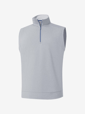 3d view of garment in lunar rock melange lightweight sleeveless quarter zip golf vest
