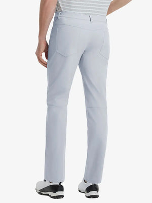 Back view of Stretch Plain Everyday Pants, tailored silhouette with clean lines – GLACIER GREY