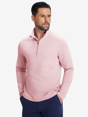 Two Tone Pique Cotton Blend Q-Zip