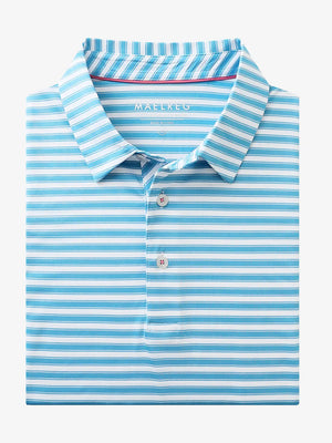 3D rendering highlighting Sky Blue White Yarn Dyed Stripe Polo’s striped texture