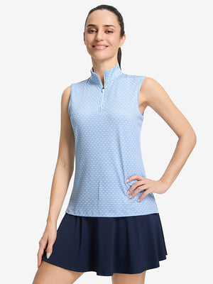 Women's Sleeveless Q-Zip Print Golf Shirts