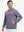 Model front view with one hand in side pocket wearing warm fleece golf hoodies pullover purple.