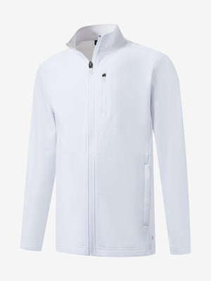 3D view of kids soft lightweight fleece lined jacket in white.