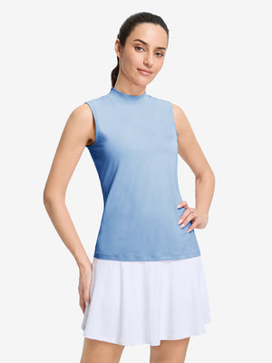 Women's Moisture-Wicking Mock Neck Sleeveless Golf Tops