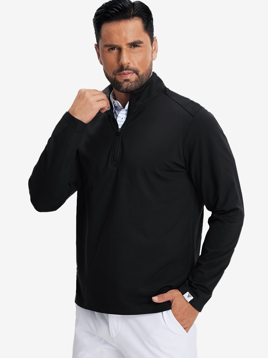 Classic Solid Pocket Fleece Quarter Zip Pullover