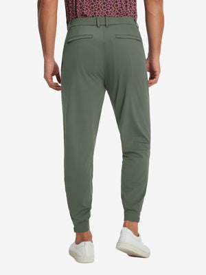 Lightweight Ankle-Zip Sweatpants with 4 Pockets in olive green, front lower body fit view