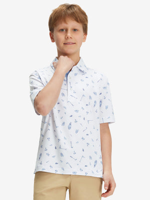 Youth Print Stretch Lightweight Polo Shirts