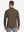 Back angle of Men’s Mock Turtleneck Shirt in Brown, model turns head slightly with ease.