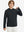 Front upper body view of youth long sleeve hoodied with kangaroo pocket in black, casual fit.