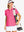 Front half-body of model in ROSE Women's Performance Solid Polo holding golf club