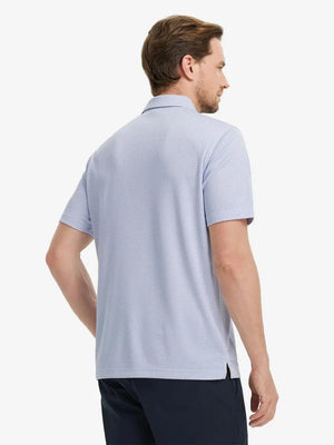 LAVENDER Your Favorite Jacquard Polo back view, half body of model