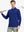 Model in KLEIN BLUE Long Sleeve Solid Jersey Polo holding golf club with confident front pose