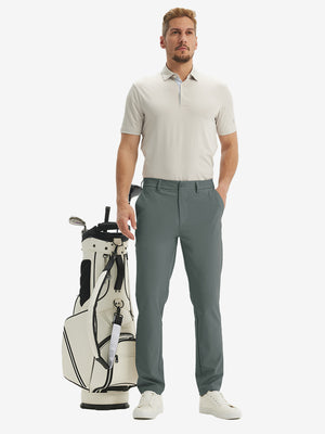 Pantalones de Golf Repelentes al Agua de Corte Clásico con Pliegue Frontal