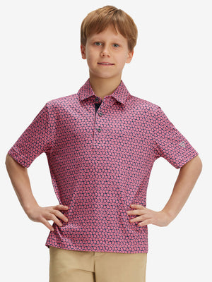 Youth Print Stretch Lightweight Polo Shirts