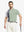 Half-body front view of model holding golf club wearing CANARY GREEN Moisture Wicking Color Block Polo Shirt.
