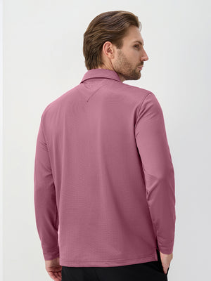 Moisture Wicking Long Sleeve Herringbone Polo Shirts