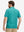 Back half-body view of a model wearing the turquoise feather weight jacquard polo shirts, highlighting the rear fit