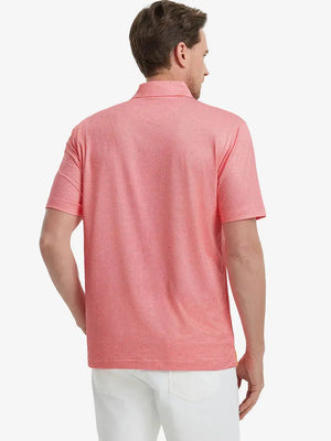 Back view of MAELREG Men's Performance Jersey Print Polo in Candy Pink Line – athletic fit