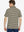 Back half-body view showing the neat stripe alignment of the Black Khaki Yarn Dyed Stripe Polo