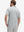 Back half-body of model in grey white stripe upgraded two-tone striped quick dry polo shirt