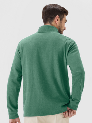 Heather Brushed Rib Knit Quarter Zip with 2 Pockets