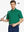 Model holding golf club, front half-body in GREEN Elegant Performance Jacquard Polo