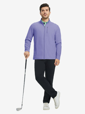Lightweight casual fleece jacket with 5 pockets, lavender, full body golf scenes with clubs