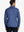 Back half-body view of model in Pinstripe Quarter Zip Pullover, showing back detail – GREY BLUE MELANGE