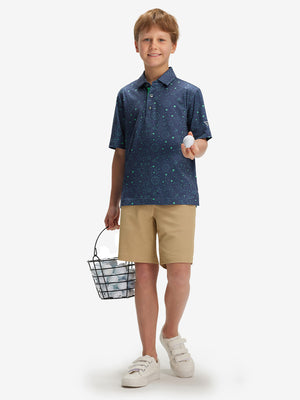 Youth Print Stretch Lightweight Polo Shirts