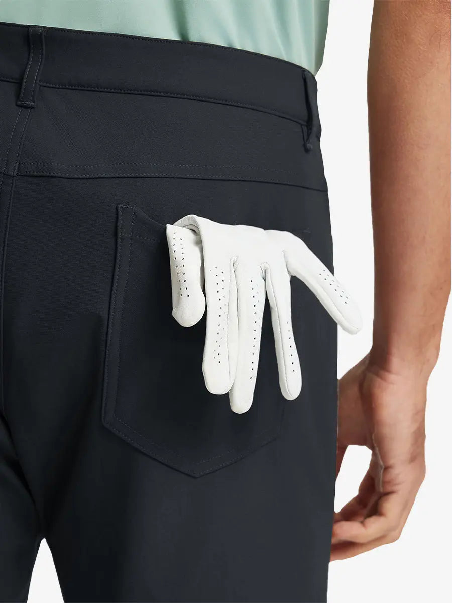 BLACK 4-way Stretch Performance Solid Shorts, back pocket holding golf glove, 9 Inch design