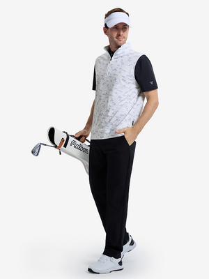 Full Print Quarter Zip Sleeveless Vest Pullover